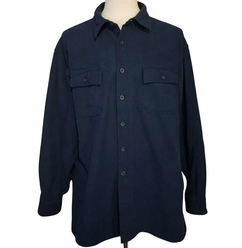 LL Bean Vtg Outdoors Cordura Nylon Fleece Lined Shirt Jacket Shacket Men XL Navy